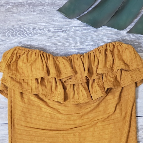 Mustard Ruffle Layer Bodysuit - Picture 3 of 4